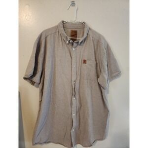 Java Monster Short Sleeve Button Up Shirt‎ Men's XL Brown Slim/athletic